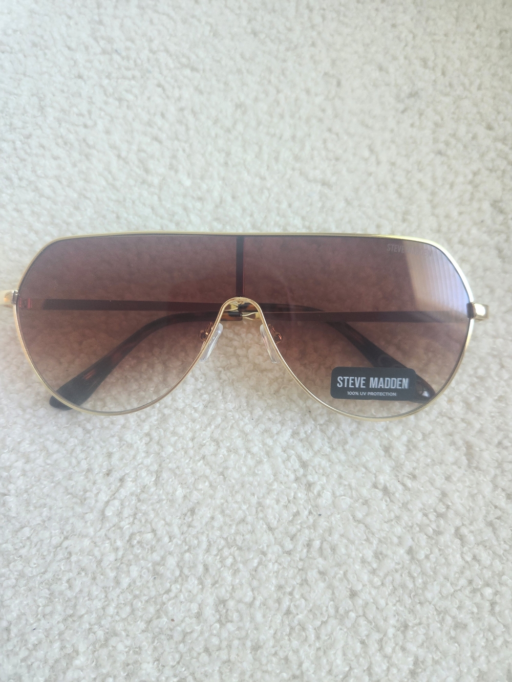 Steve Madden Tyson Brown Gradient And Gold Shield Sunglasses - - Picture 6 of 10